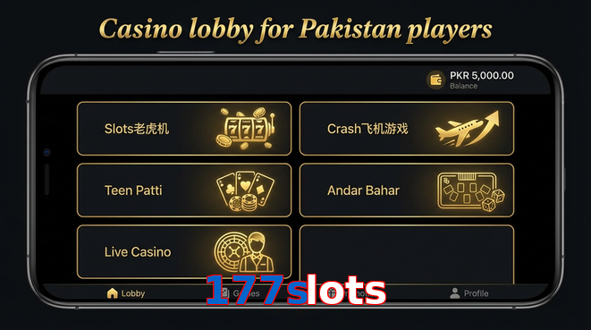 Lobby view of 177Slots for Pakistan users